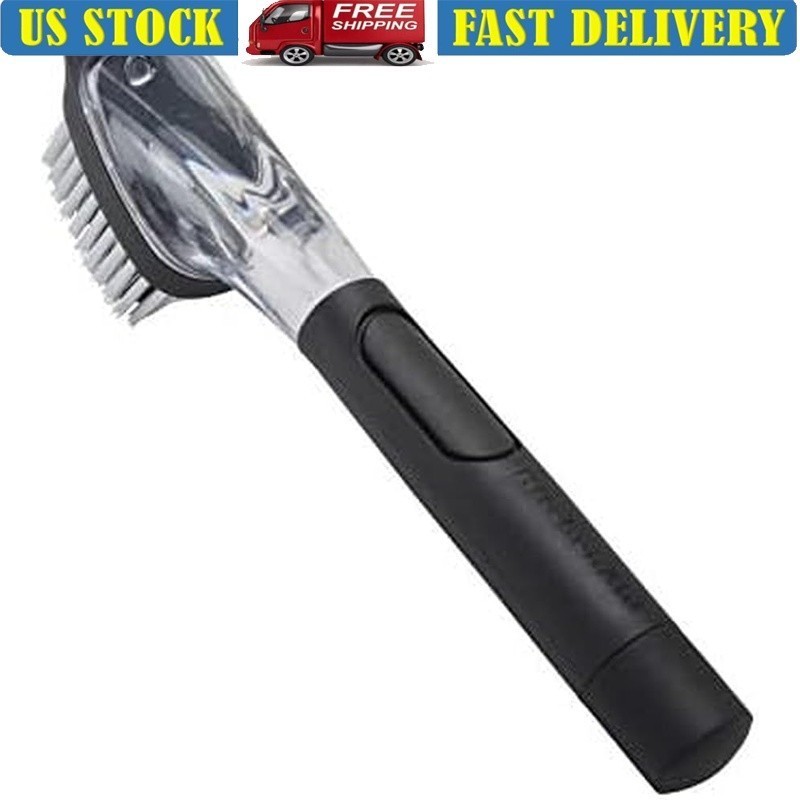 Dishwasher Safe Soap Dispensing Dish Brush W/ Nylon Bristles & Scraper New