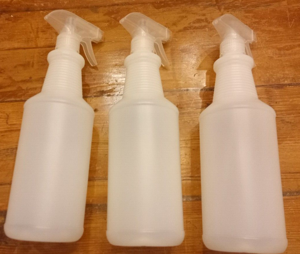 3 Pack 32 Ounce Spray Bottles, HDPE 28-400, 4 Position Sprayer-Stream Spray Off