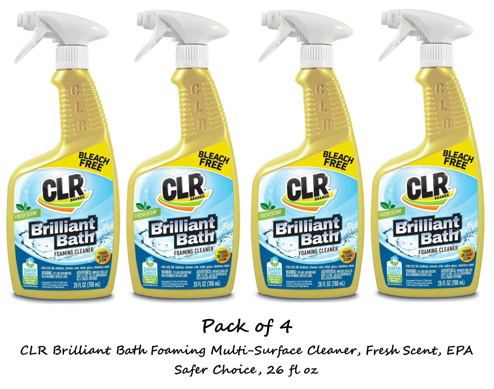 CLR Brilliant Bath Foaming Multi-Surface Cleaner, Fresh Scent, (4 Pack)