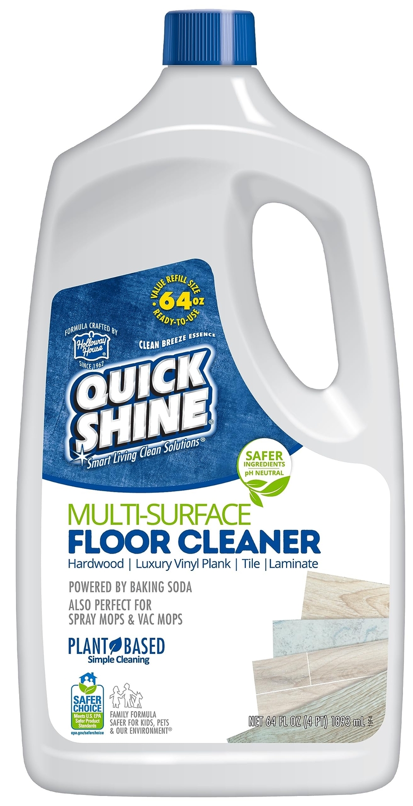 Quick Shine Multi Surface Floor Cleaner 64oz | Ready to Use, Dirt Dissolving,