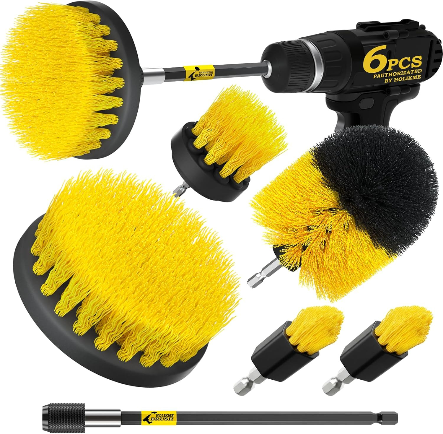 6 Pack Drill Brush Cleaning Kit Power Scrubber Attachment Set for Bathroom
