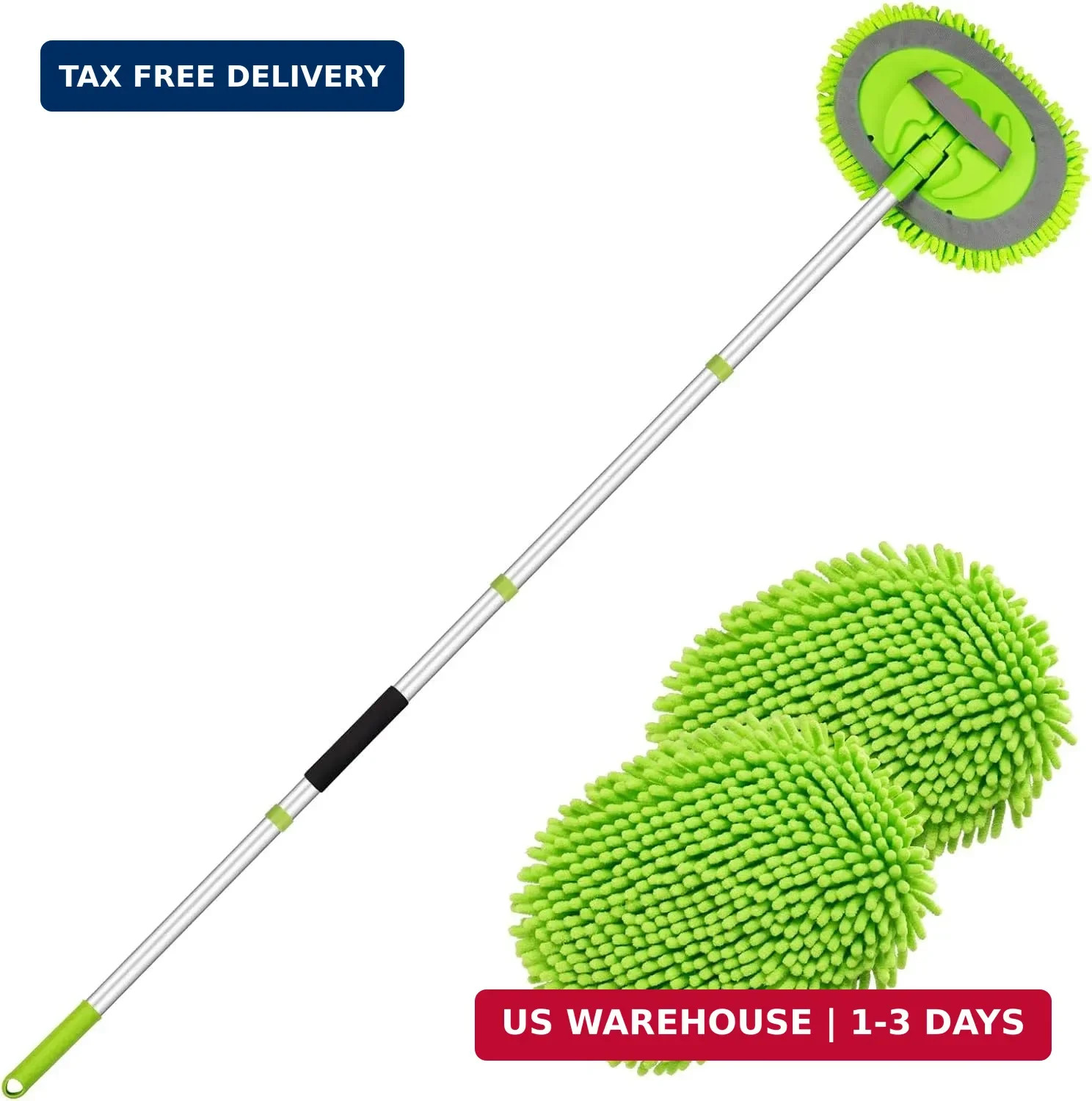 Ordenado 62″ Car Wash Brush Kit Mitt Mop Sponge with Long Handle Chenille Microf