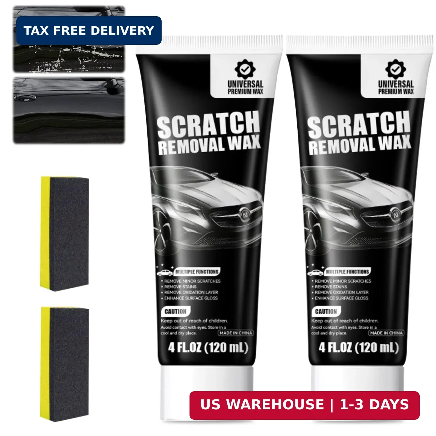 2Pcs Car Scratch Remover Wax, Universal Premium Polishing Compound for Deep Scra