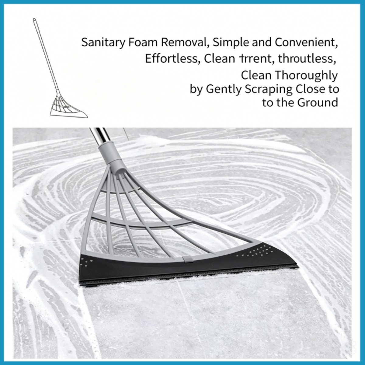 Multifunction Floor Squeegee, Shower Window Water Remover with Long Handle