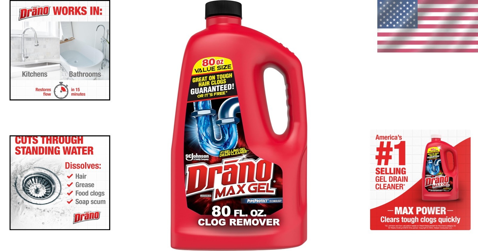 Unscented Drain Cleaner 80 Oz Safe For PVC Metal Pipes Effective Formula