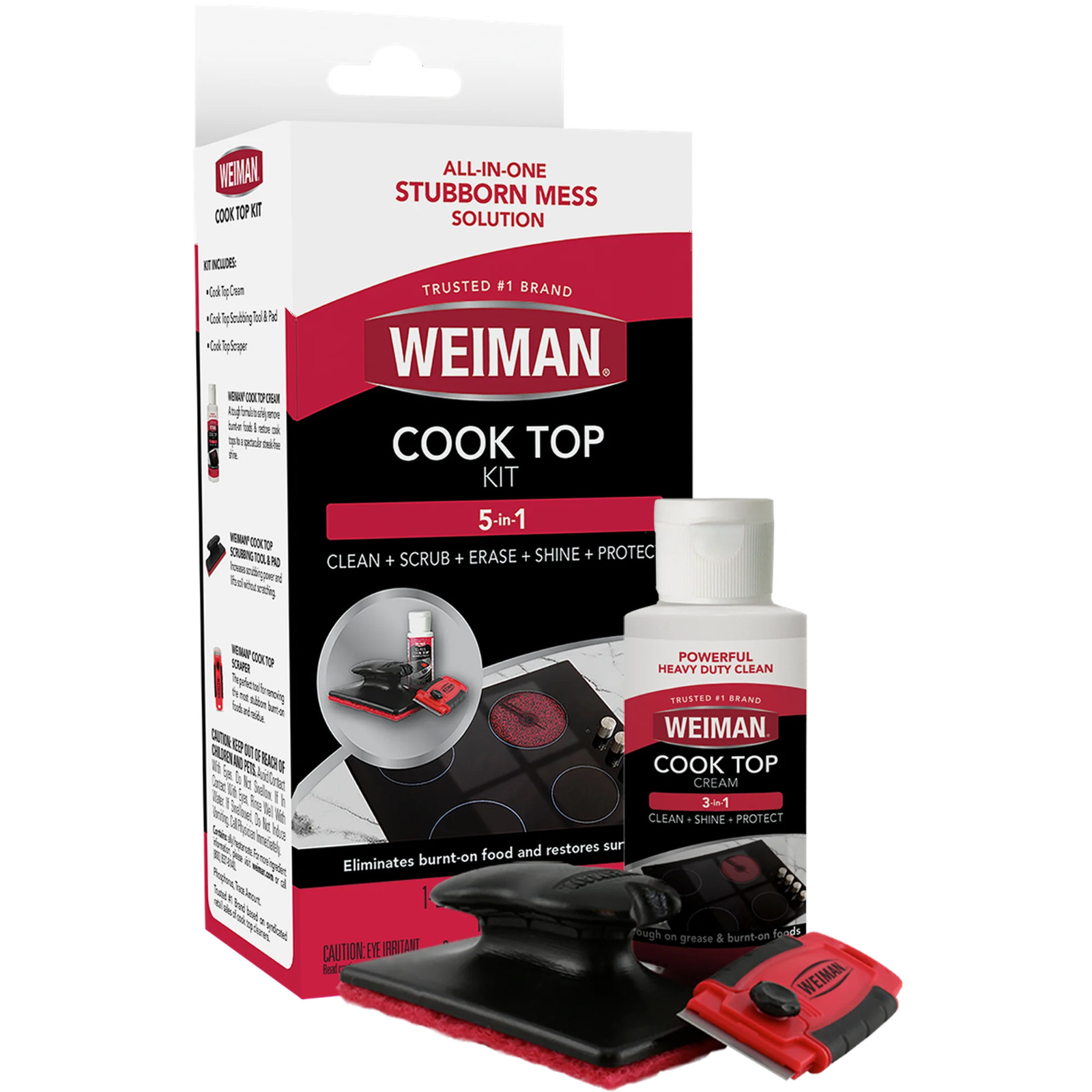Weiman Glass Stove Top Complete Cleaning Kit Cleaner Scrubber & Scraper Included