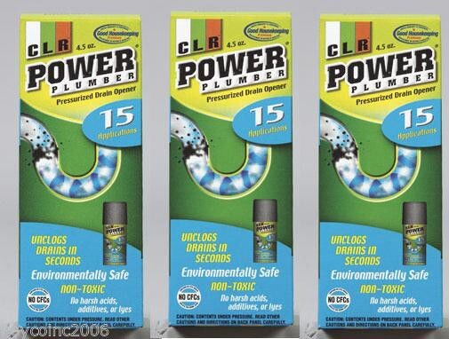 3 cans of CLR 4.5 oz . Power Plumbers PP4-5