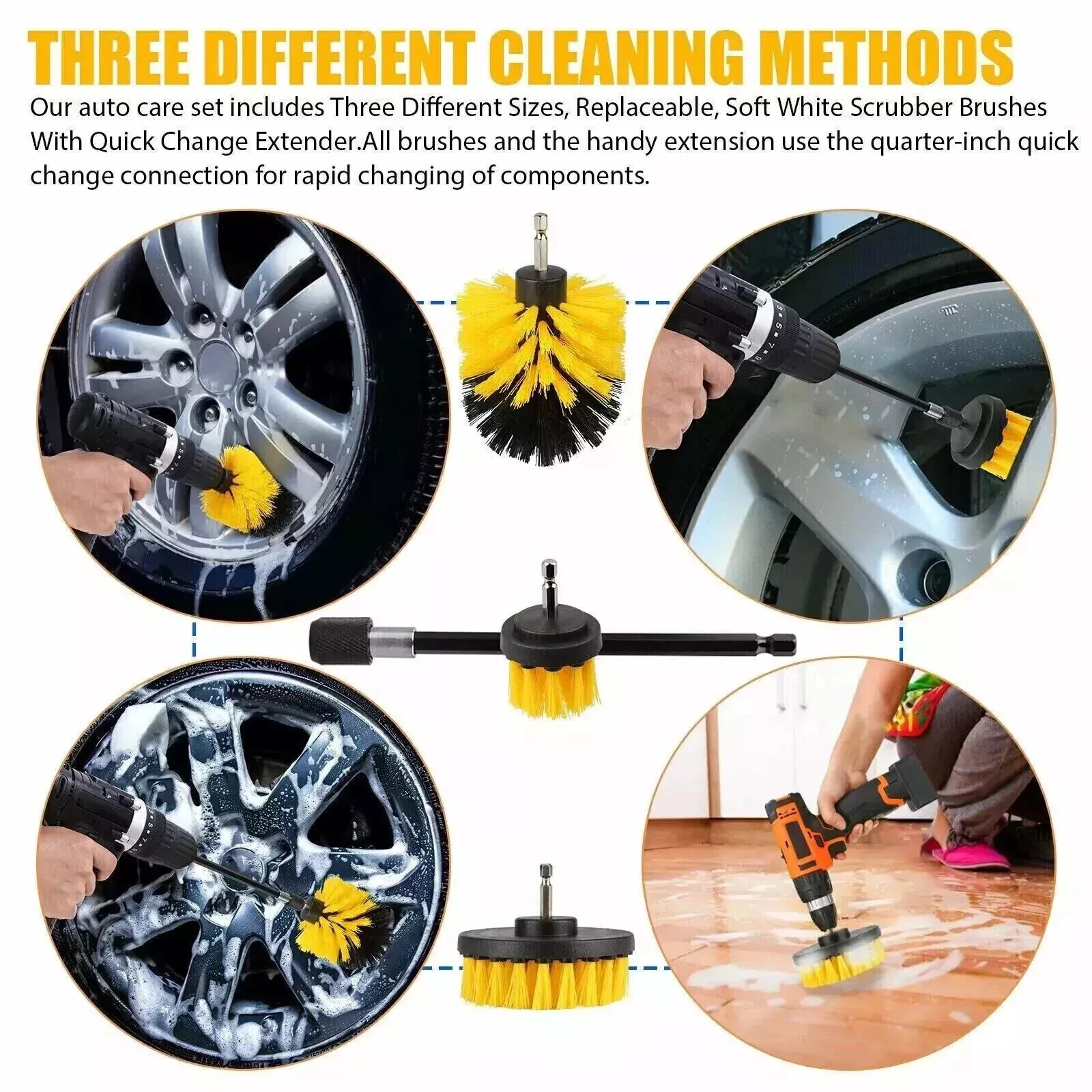 Drill Brush Set Power Scrubber Drill Attachments for Carpet Tile Grout Cleaning