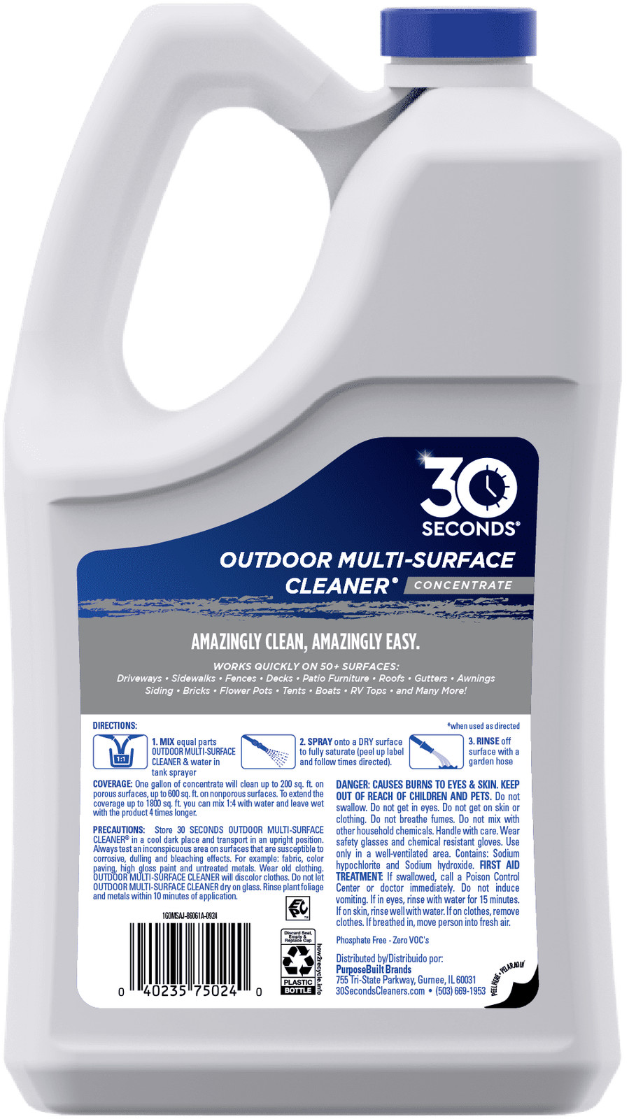 2 pack Outdoor Multi-Surface Cleaner Concentrate Cleans Stains from Mildew Mold
