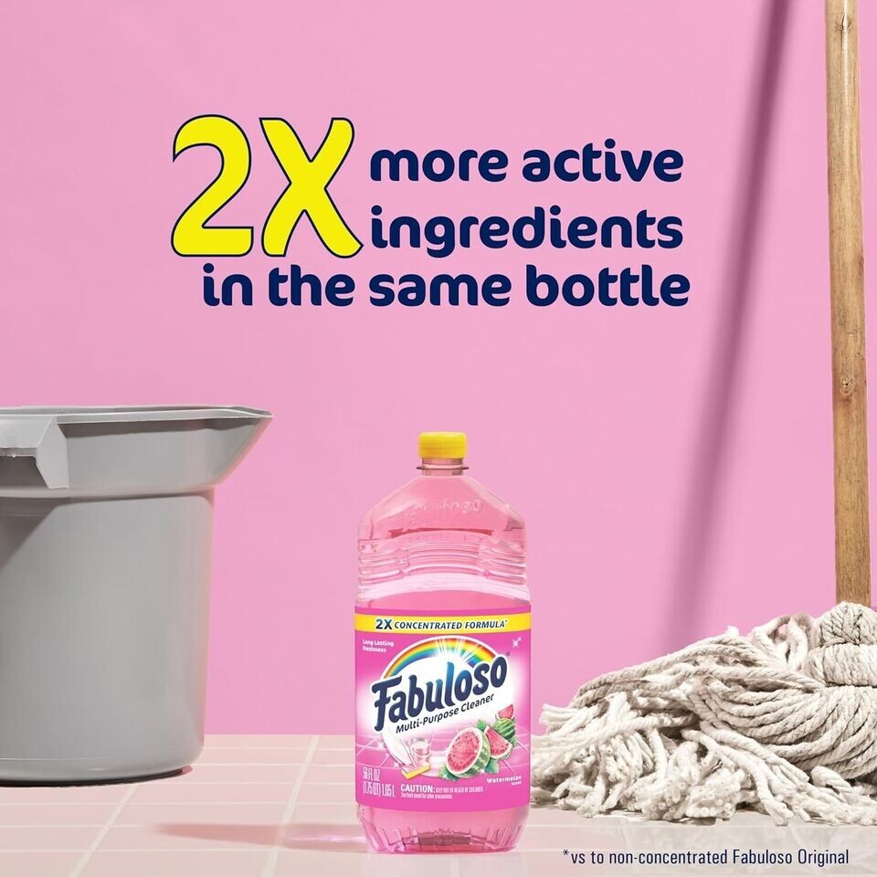 Fabuloso Multi-Purpose Cleaner, 2X Concentrated Formula, Watermelon Scent, 56 Oz