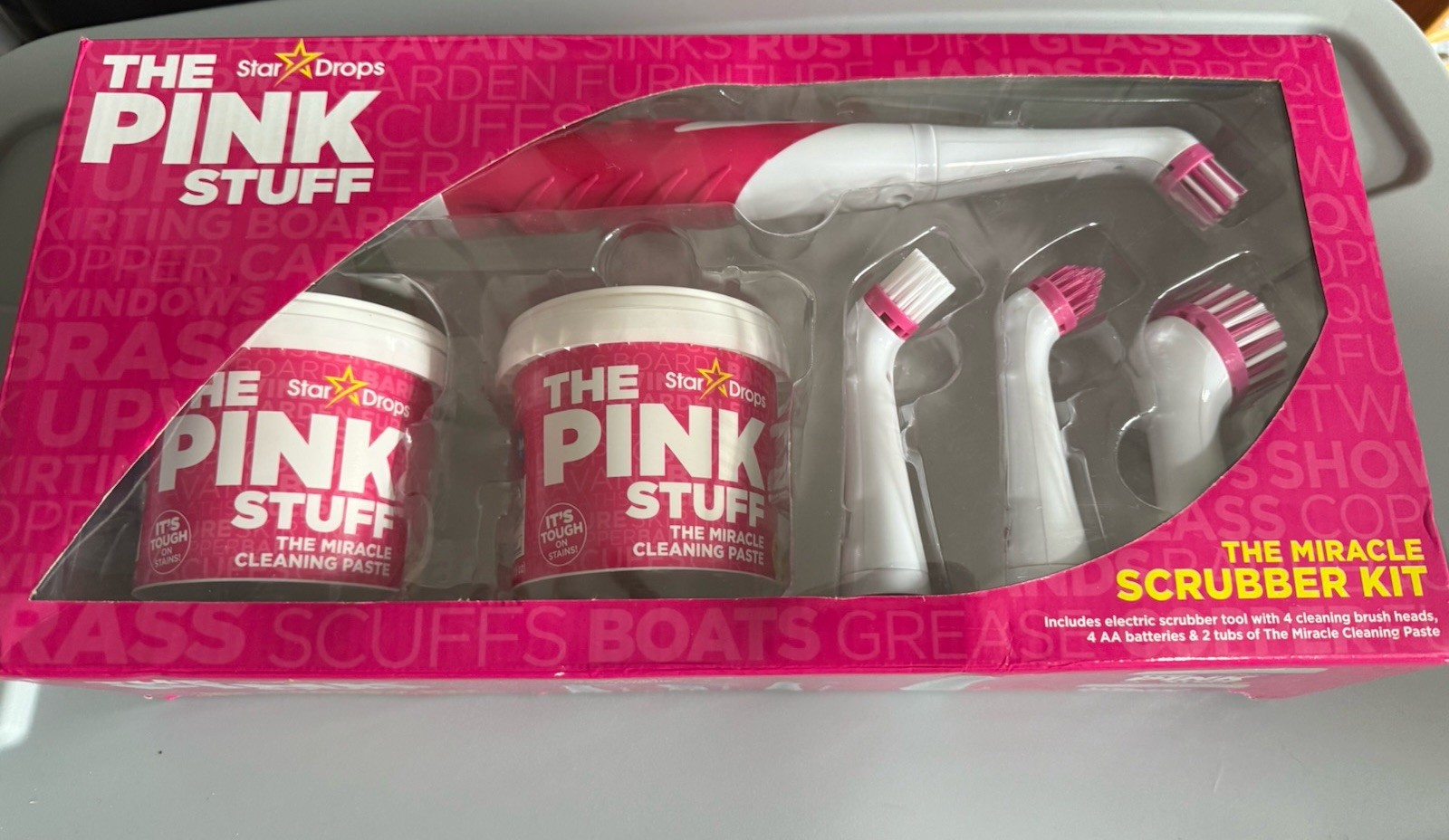 The Pink Stuff Miracle Scrubber Kit with Pink Stuff Paste New In Box