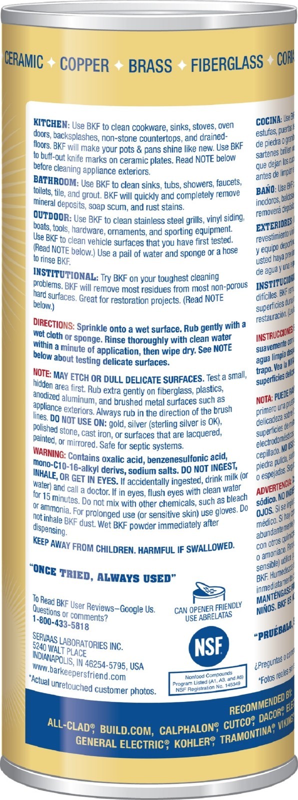 BAR KEEPERS FRIEND All-Purpose Bathroom Kitchen Porcelain Cleaner Polish 21 oz