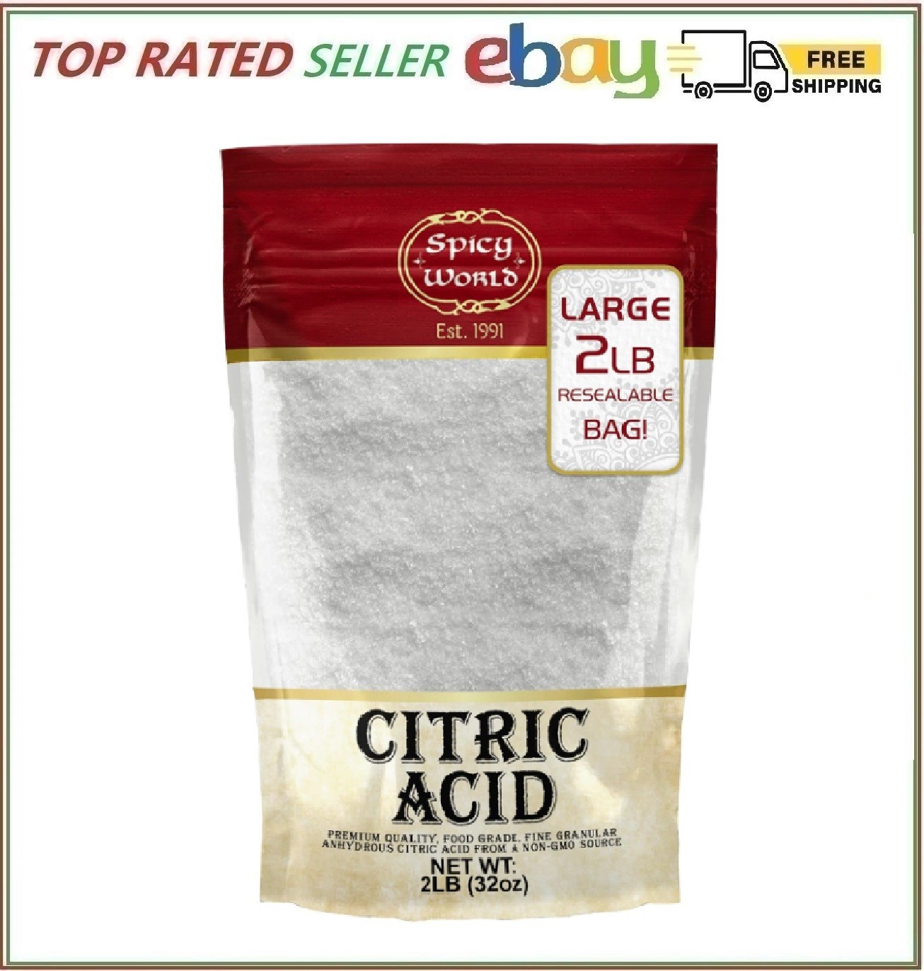 Citric Acid 2 LB Bag – 100% Pure, Food Grade & Non-GMO – Citric Acid Powder f…