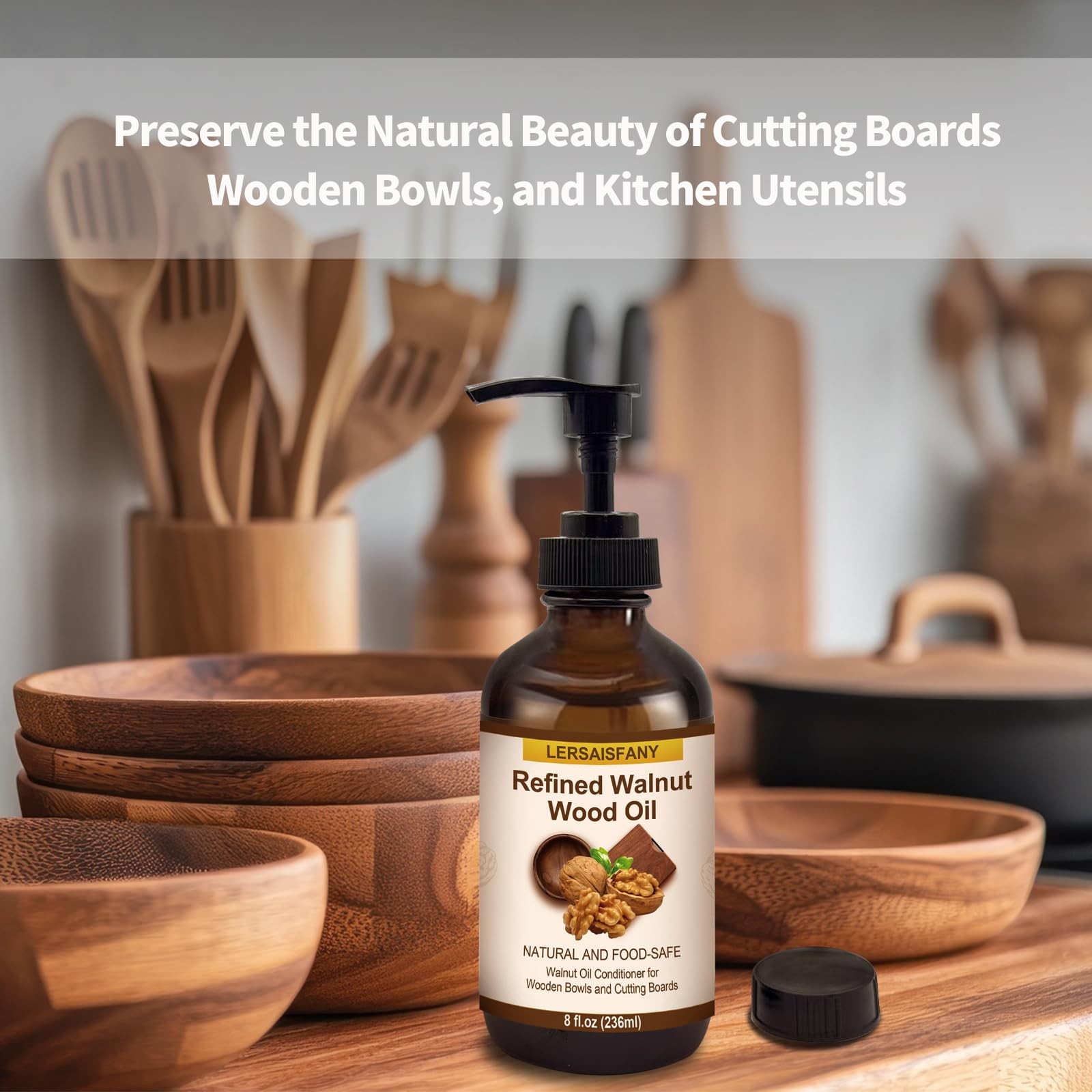 Walnut Wood Oil Bowl Conditioner, Walnut Oil for Wooden Cutting Board and Bow…
