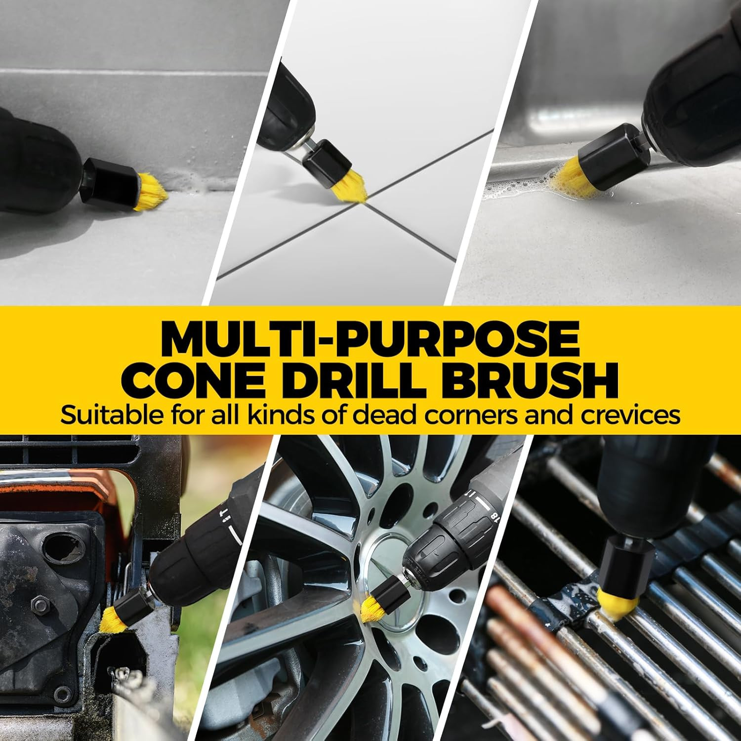 Holikme 8 Piece Drill Brush Attachments Set, Power Scrubber with Extend Long Att