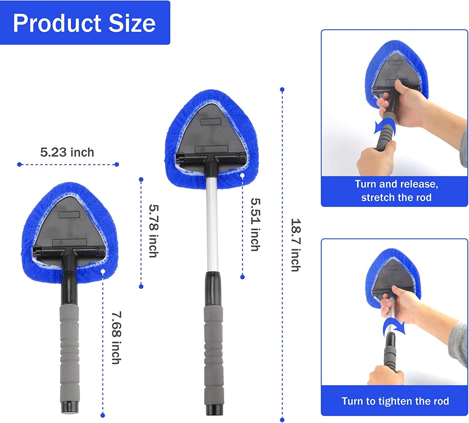 Windshield Cleaning Tool Kit Car Window Glass Wiper Cleaner Brush Pad Extendable