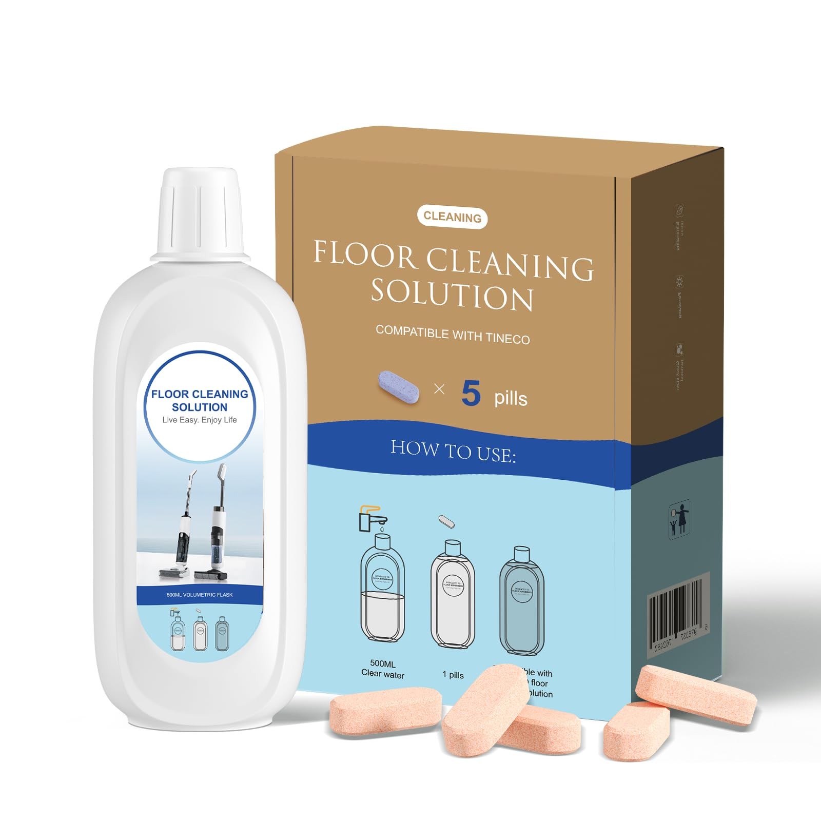 5 Bottles Compatible with Tineco Cleaning Solution 500ml Per Bottle Orange Scent