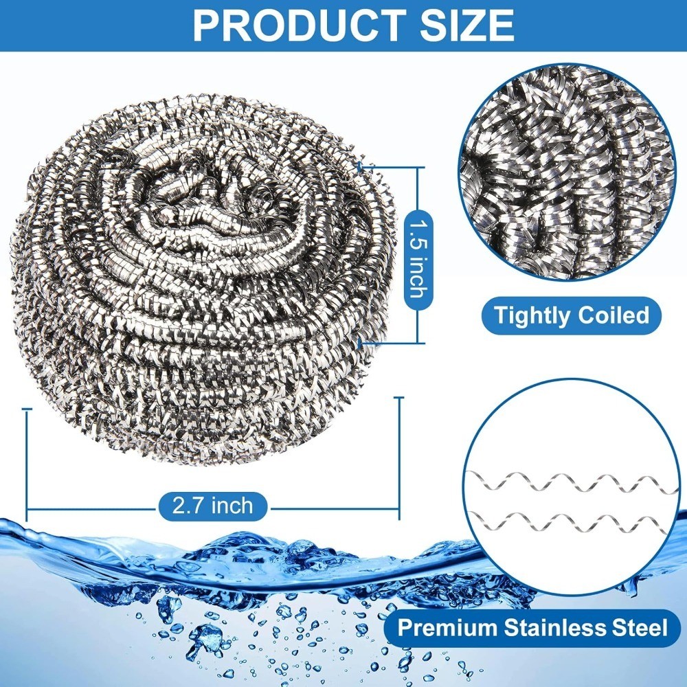 Stainless Steel Scrubber Pads 10 Pack Heavy Duty Scouring Pads for Pots Pans