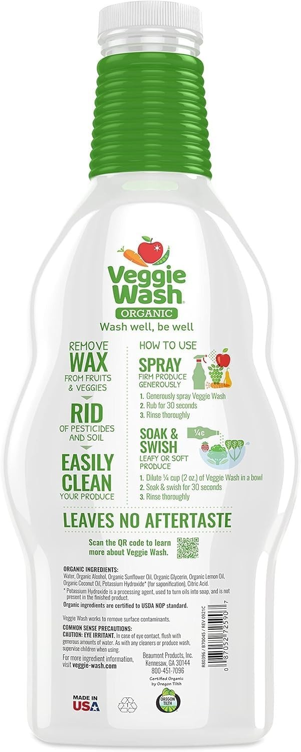 Organic Vegetable and Fruit Wash 32 Fl Oz USDA Organic Natural Cleaner