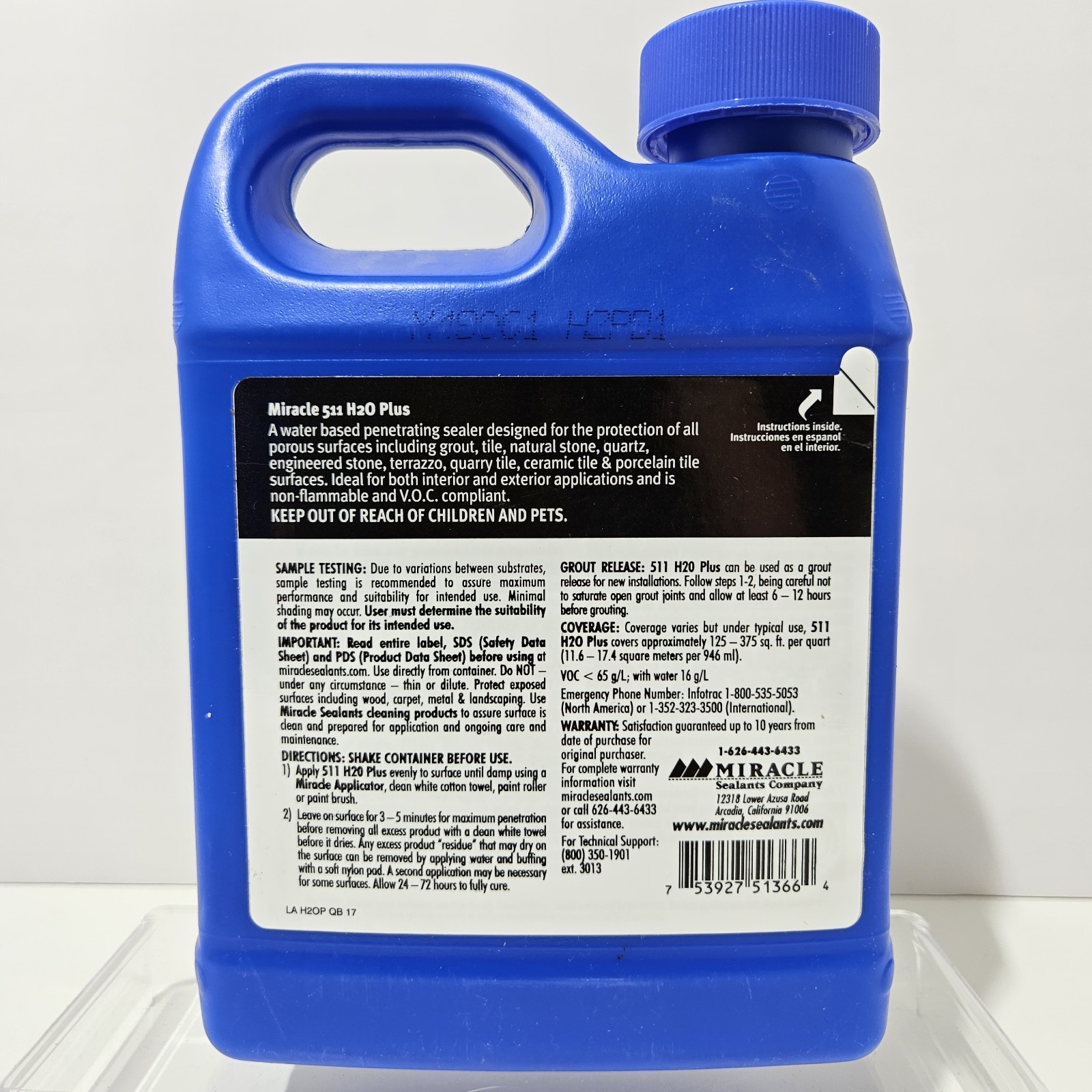 Miracle Sealants 511 H2O + Penetrating Sealer One Quart Stain Protection