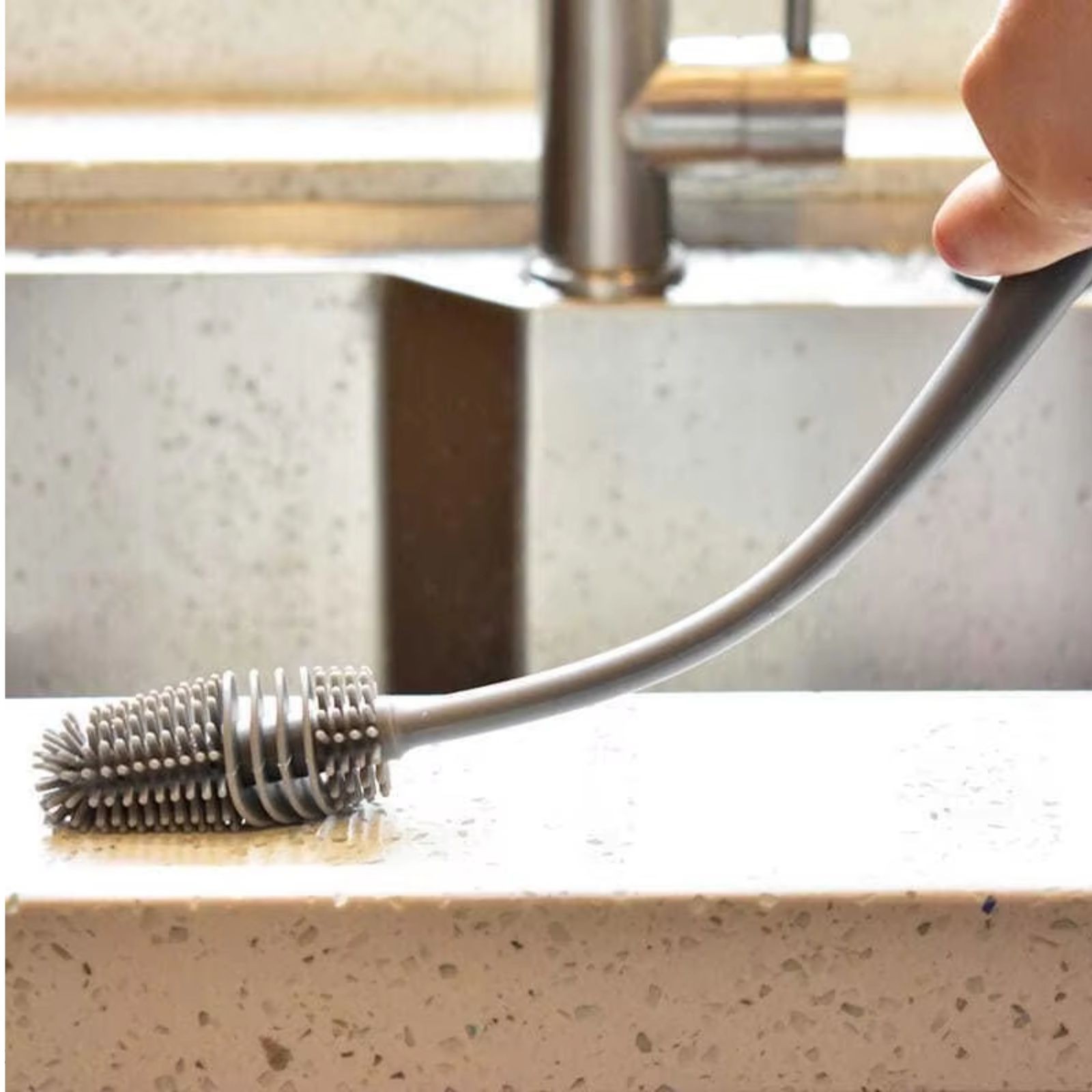 1Pc Bottle Scrubbing Washing Brush Silicone Long Handle Cup Cleaning Brush Tool