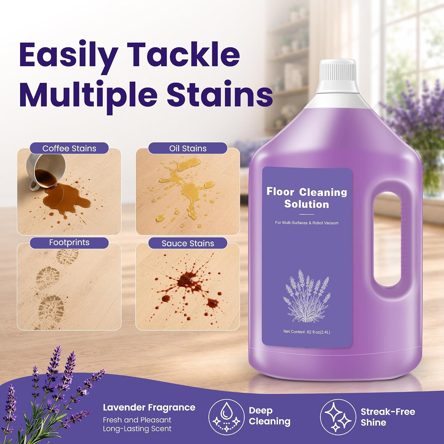 Lavender Scented Floor Cleaning Solution 82 FL OZ Compatible Dreame C Floor