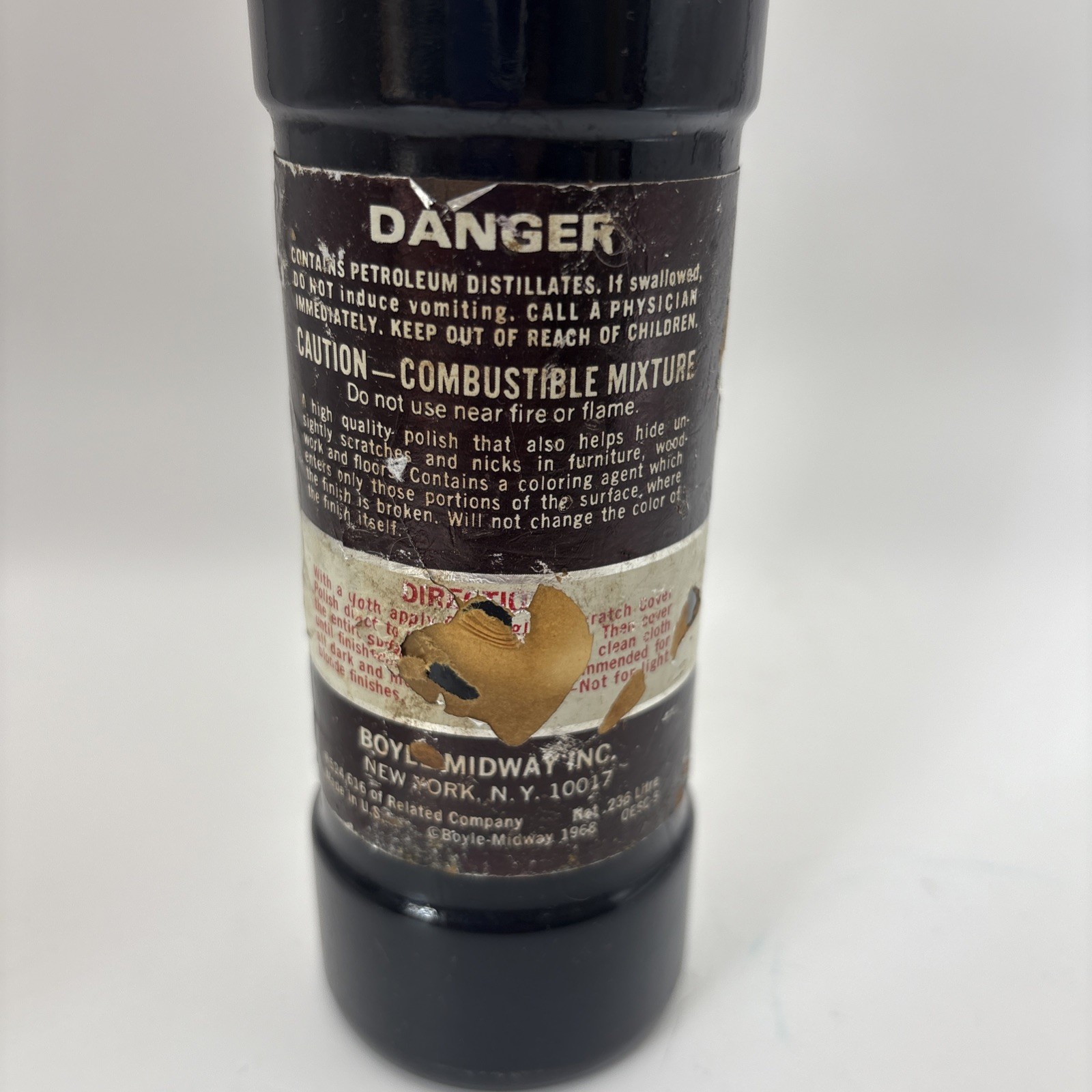 Vtg Genuine Old English Furniture Polish Scratch Cover Glass Bottle 8 Oz Used