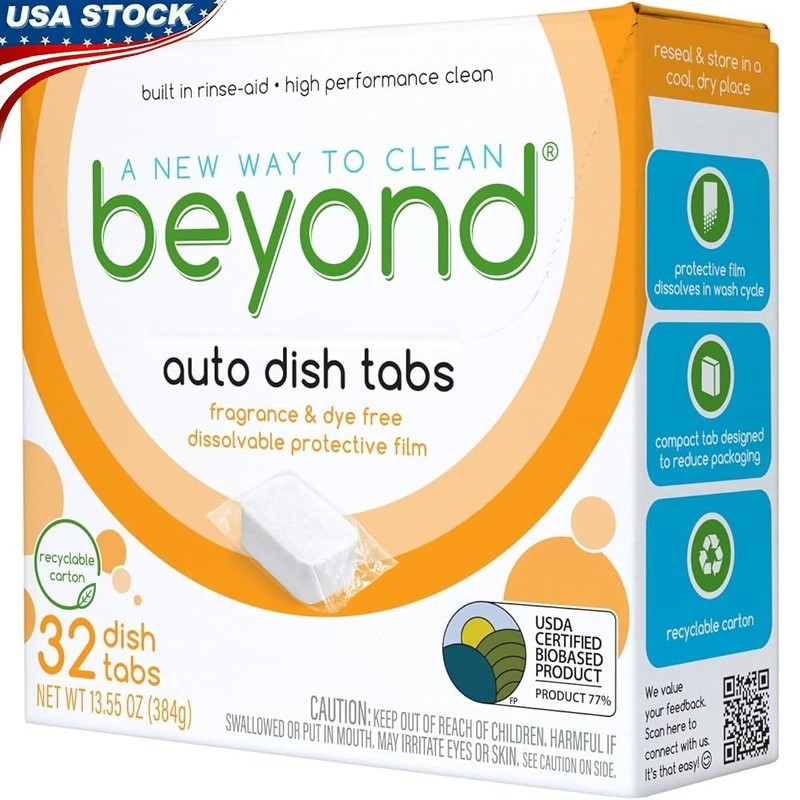 Eco Friendly Dishwasher Tablets Biobased Rinse Aid Dissolvable Wrapper HE Safe