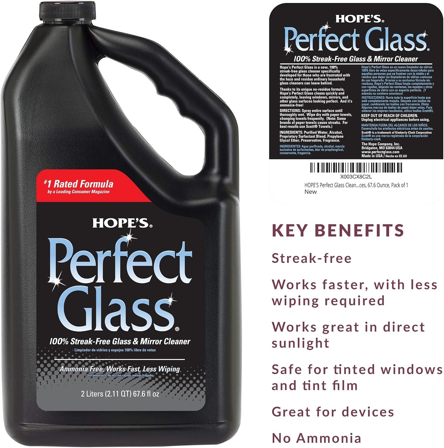 Tinted Glass & Mirror Cleaner Spray, Ammonia-Free (6-Pack)
