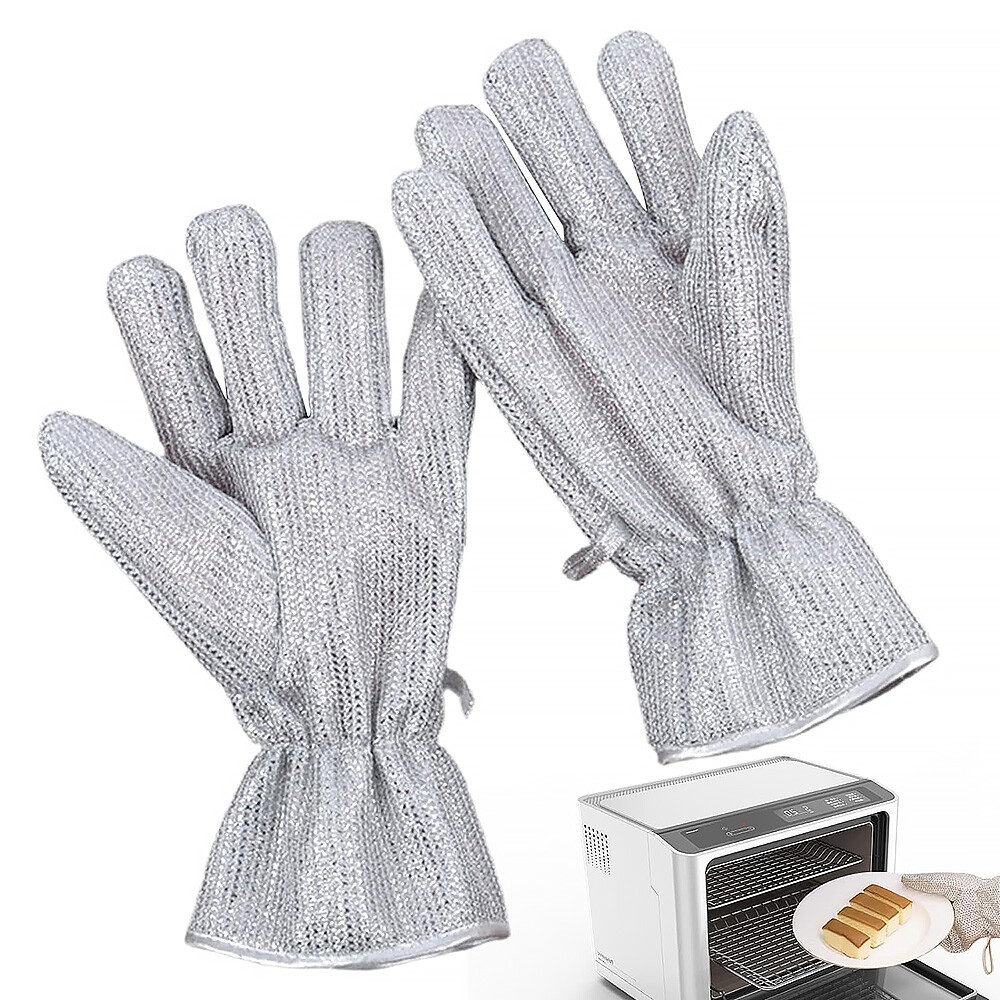 Velvet & Lengthened Steel Wire Glove Aluminum Foil Dishwash Wire Kitchen Glove
