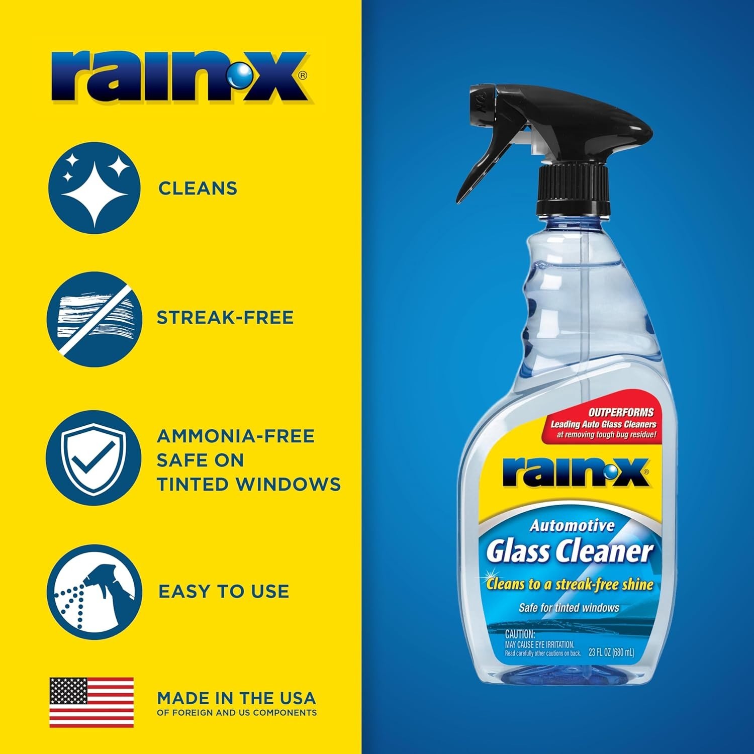 Auto Glass Cleaner 23 oz Spray – Safe for Tinted Windows & Streak-Free Results