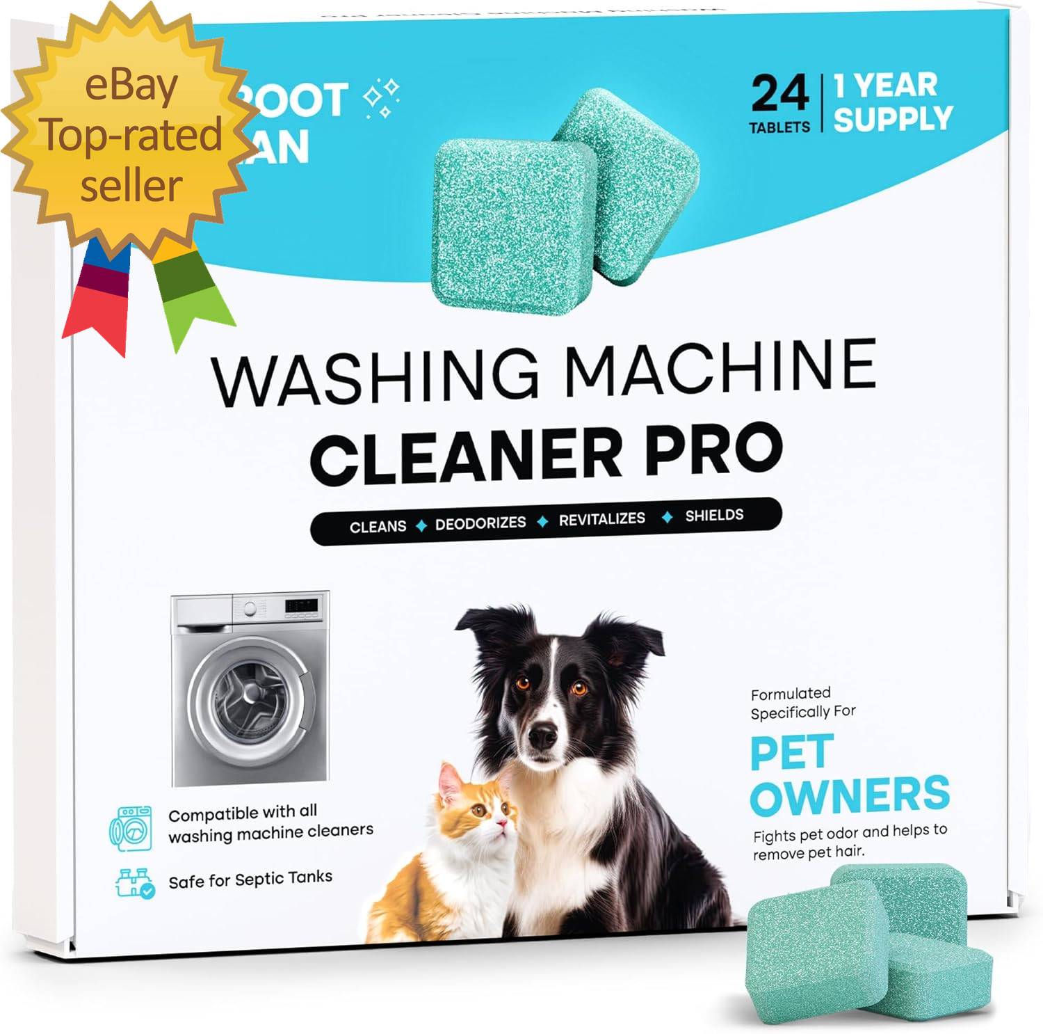 Washing Machine Cleaner Tablets – 24 Pack for a 12 Month Supply Formulated