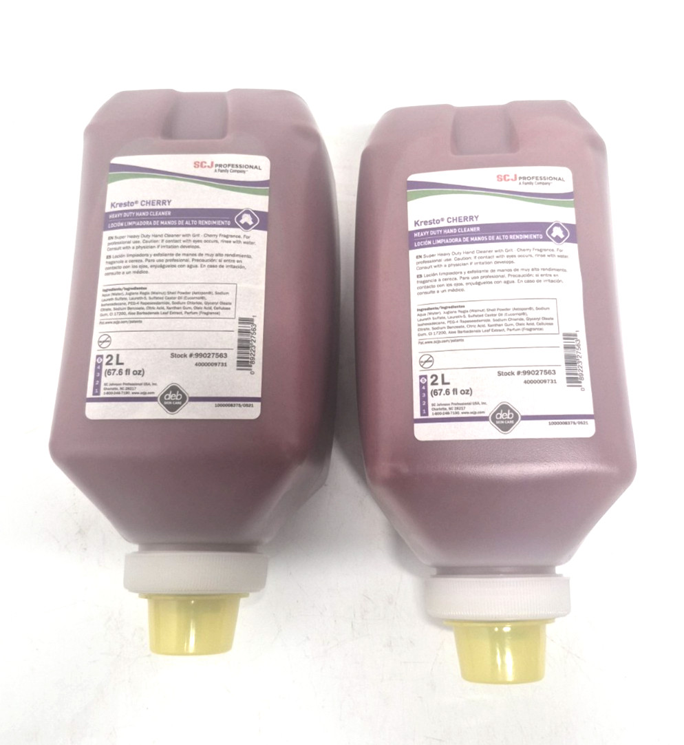 Kresto Cherry Soft Bottle 2L (67.6 Oz) Heavy Duty Hand Cleaner Lot of 2