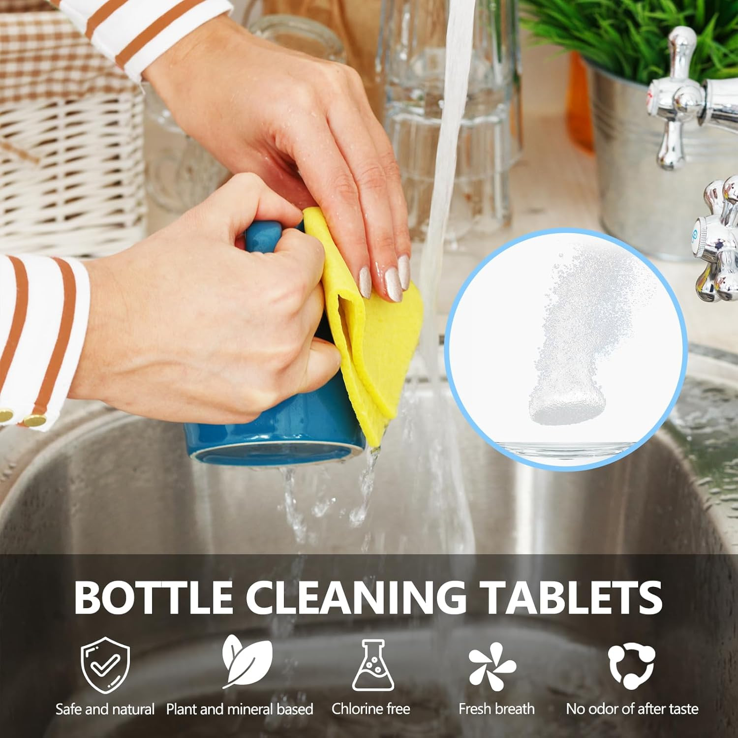 Water Bottle Cleaning Tablets-48 Pack, Bottle Bright Clean Stainless Steel, Ther