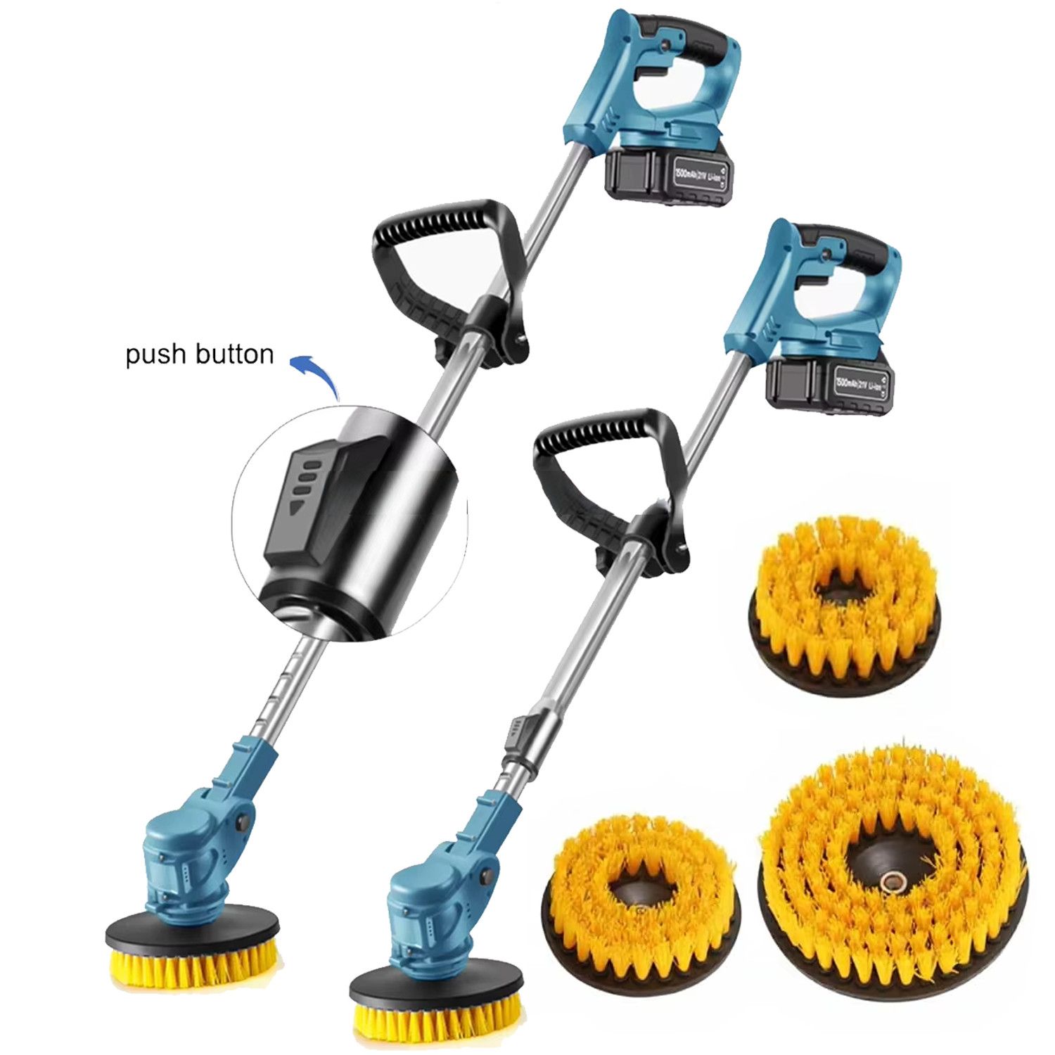 Cordless Power Scrubber Compatible, Brushless Floor Cleaner W/Extension Handle~