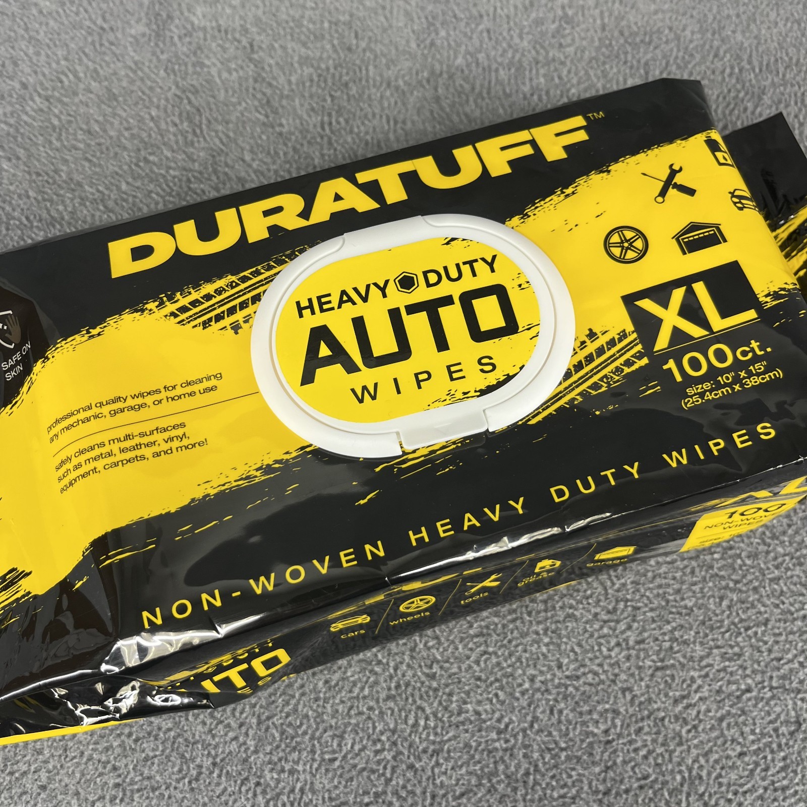 DURATUFF Heavy Duty Auto Wipes XL 100 Count Non-Woven Cleaning Wipes