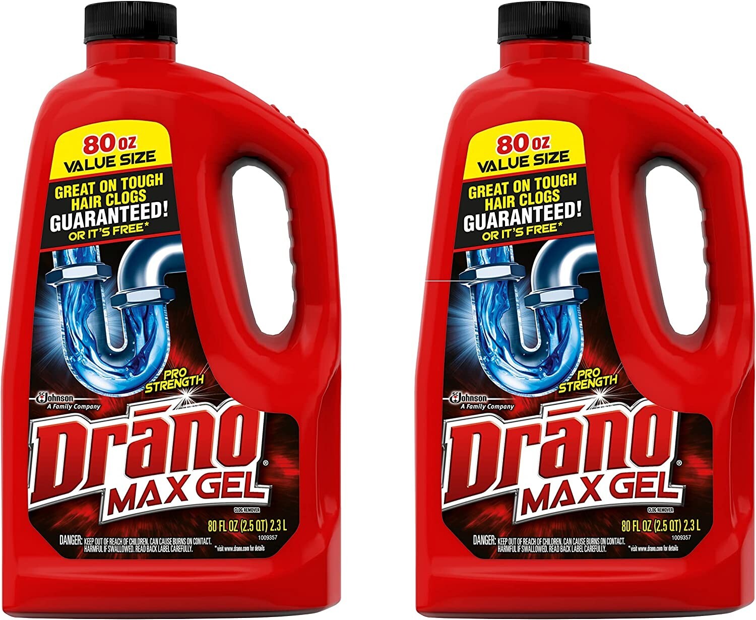 Drano Max Gel Drain Clog Remover and Cleaner for Shower or Sink Drains, 80 oz, 2