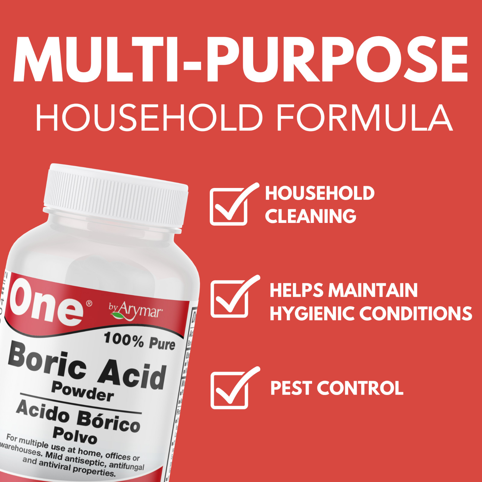 Arymar Multi-Use Boric Powder – Eco-Friendly Cleaning Solution, 4oz