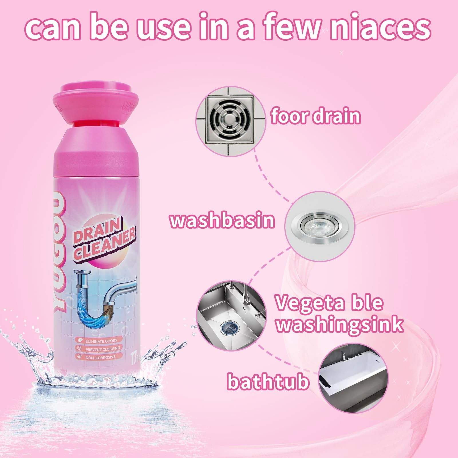 Foaming Drain Cleaner, Sink Cleaner and Deodorizer, Drain Clog for Kitchen Si…