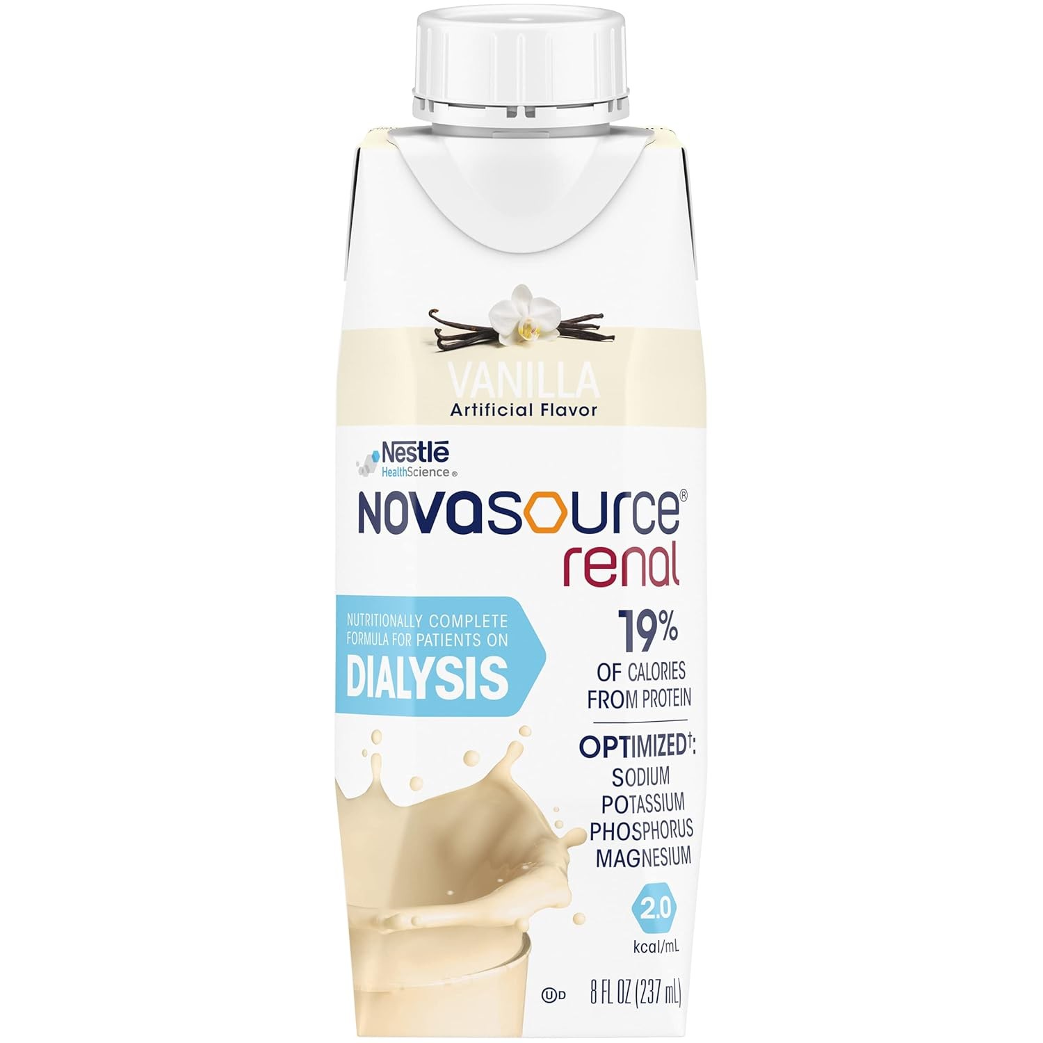 Nestle Novasource Renal Nutritionally Complete Formula Vanilla 8 oz Carton 24