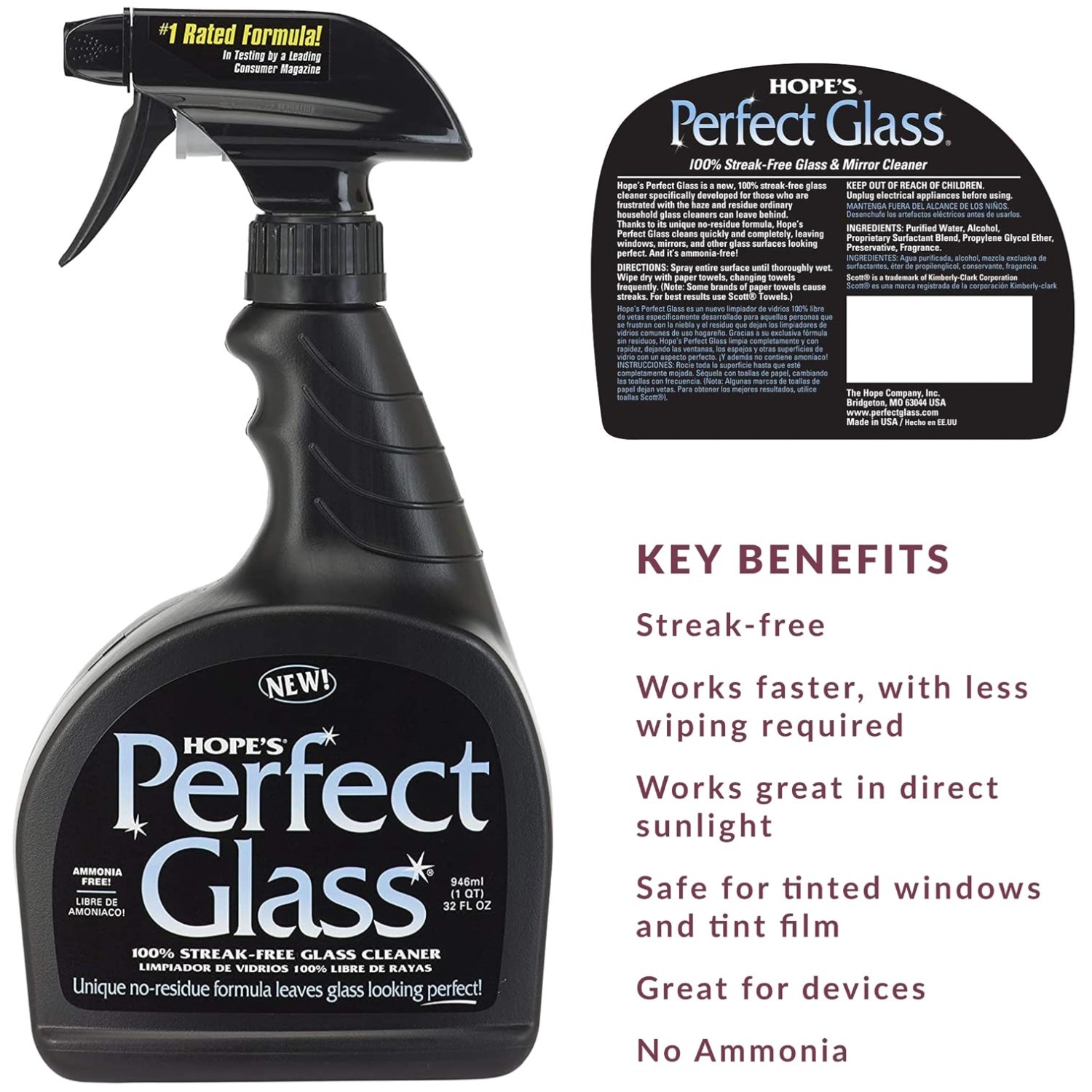 Perfect Glass Cleaner, Streak-Free, Ammonia-Free W