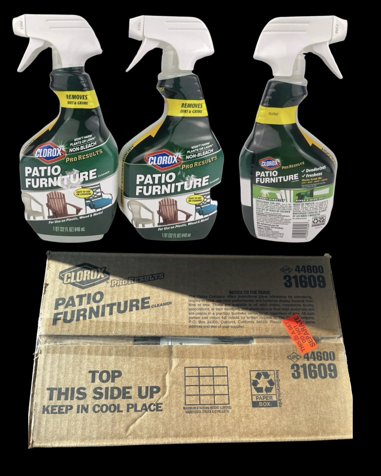 Clorox Patio Furniture Cleaner Spray 32oz Plastic Wood Metal Non Bleach Lot Of 3