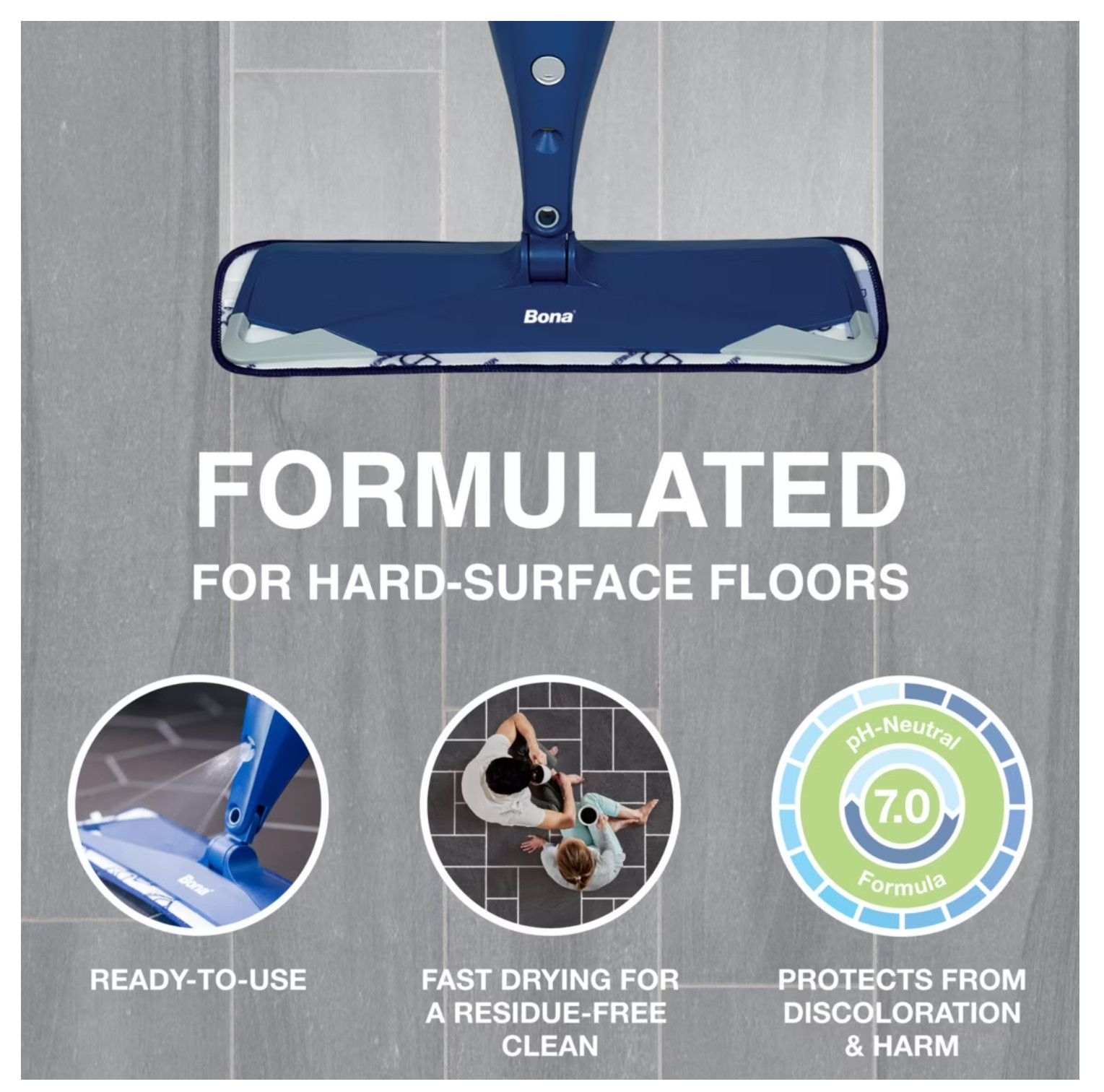 Bona Multi-Surface Floor Cleaning Solution Refill, Lemon Mint, 128 fl oz
