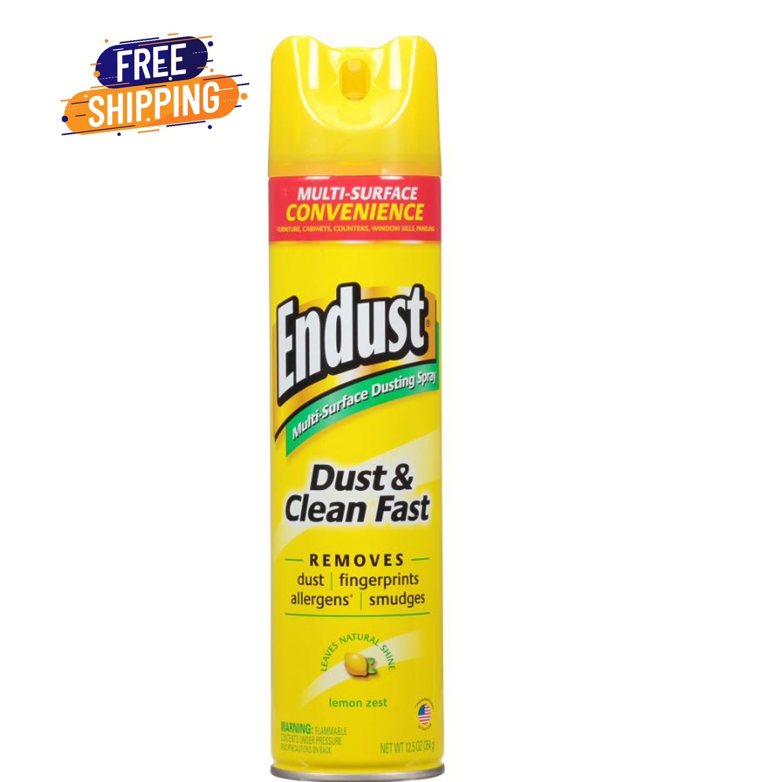 Endust Multi-Surface Dusting & Cleaning Spray Aerosol, Lemon Zest, 12.5 oz