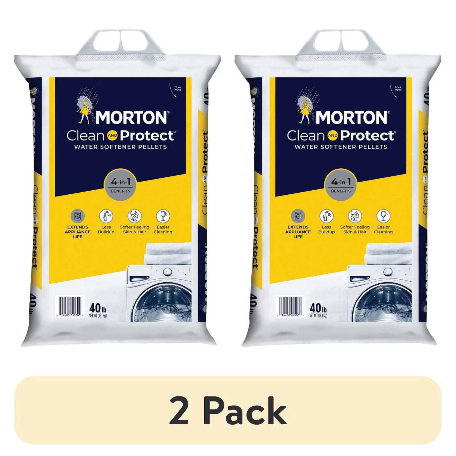 (4 pack) Morton Clean and Protect Water Softener Salt Pellets, 40 lb