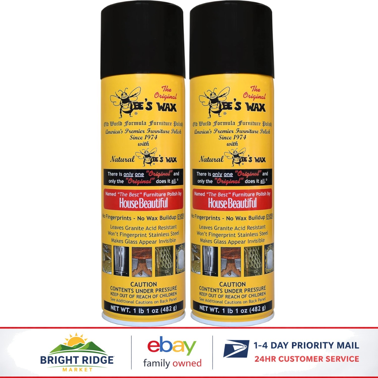 2 Pack Natural Bee’s Wax Polish for Furniture, Car, Leather & Glass Cleaning