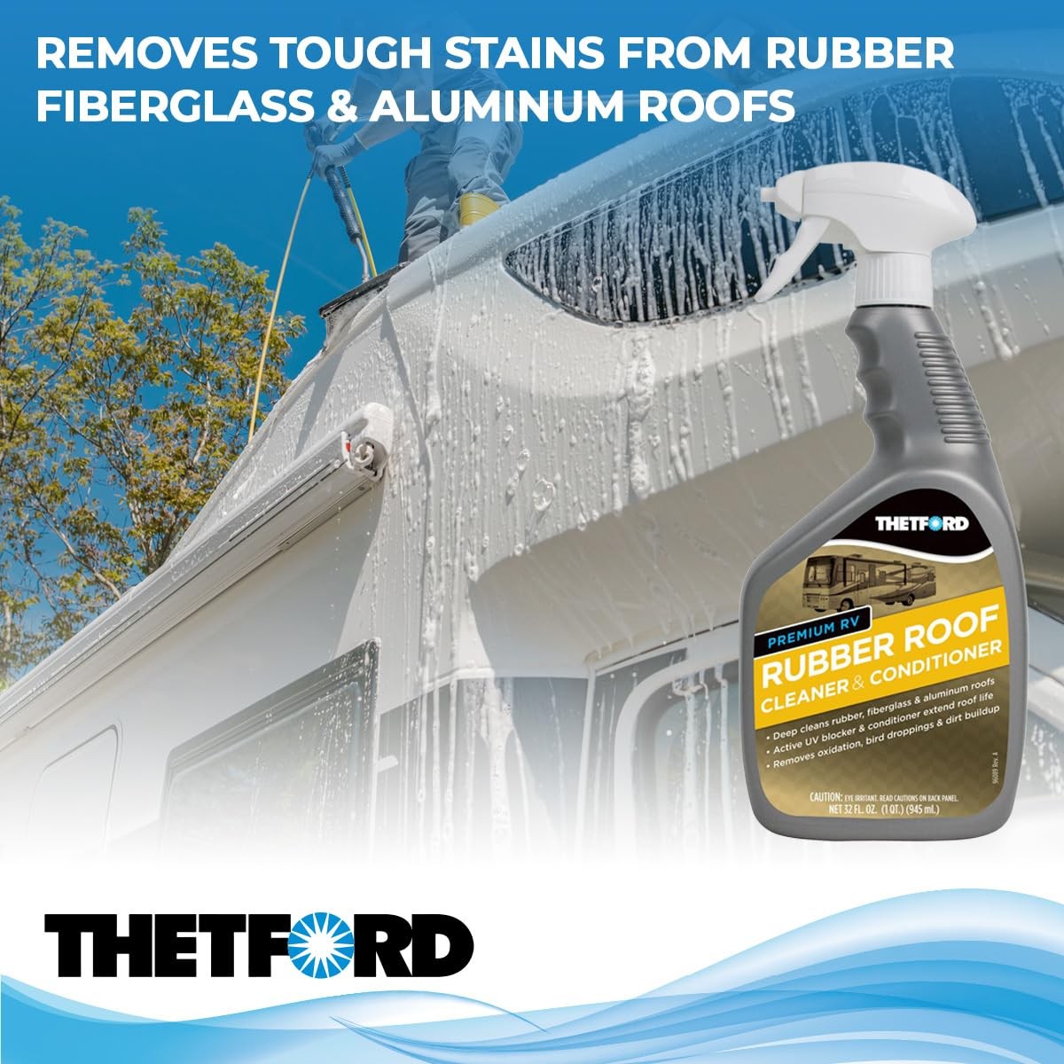 RV Rubber Roof Cleaner and Conditioner 32 Fl Oz Non Toxic UV Blocker Biodegra…
