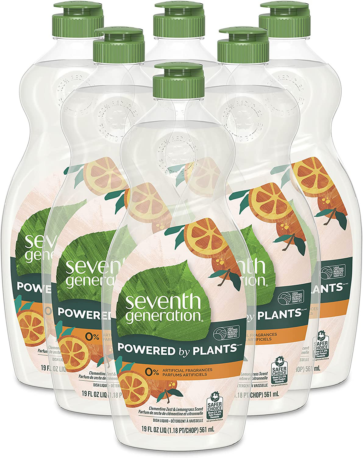 Seventh Generation Dish Soap Liquid Clementine Zest Lemongrass Scent, 114 Fl Oz