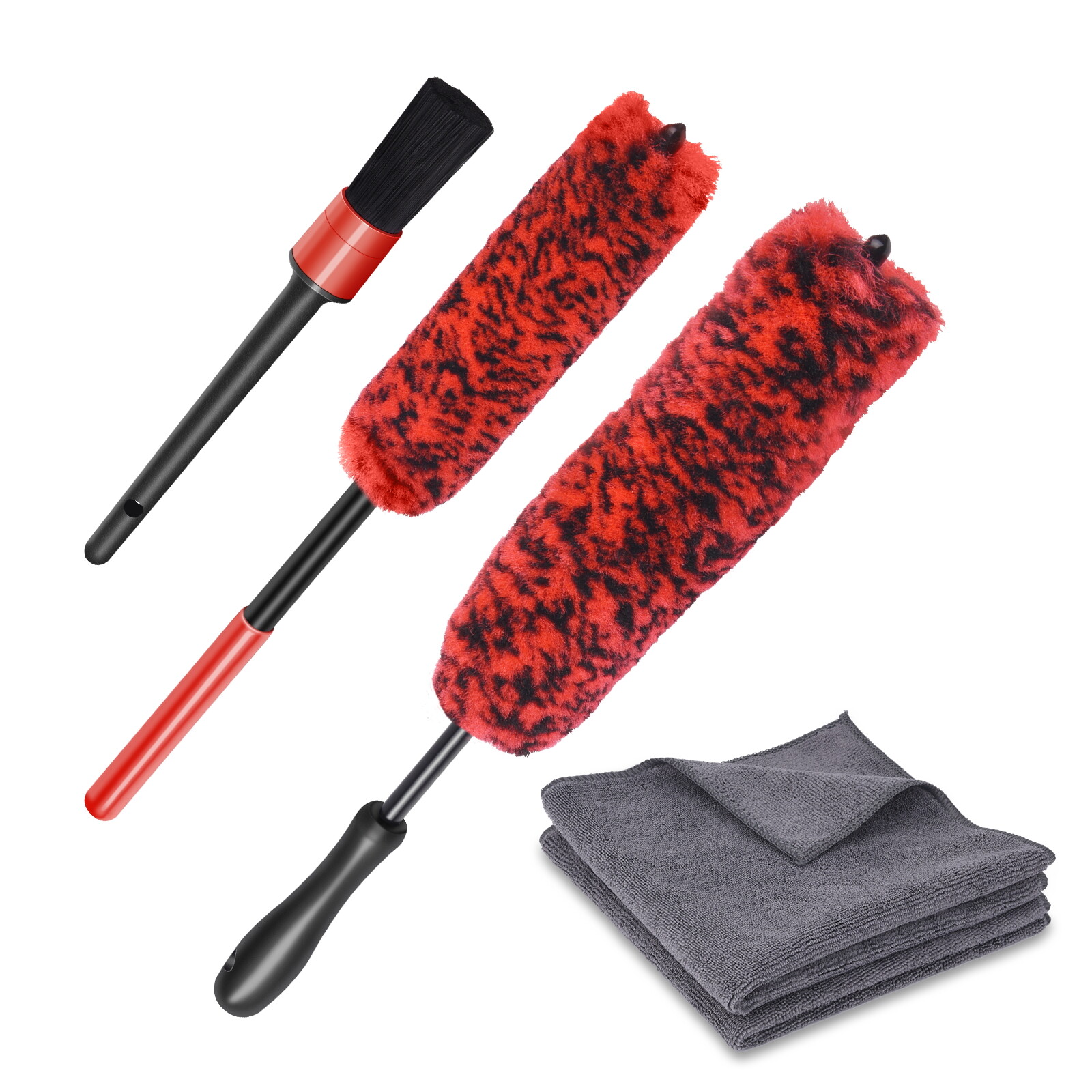 Car Wheel Brush Kit & Detailing Brush Cleaning Towels for Wheels Rims Cleaner