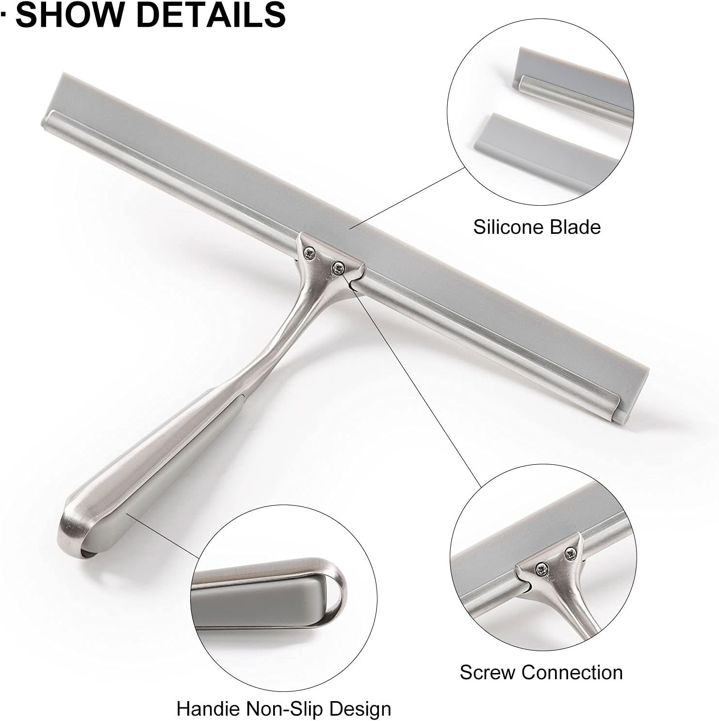 Shower Squeegee for Shower Doors 10 Inch Bathroom Squeegee for Windows,Kitchen,M